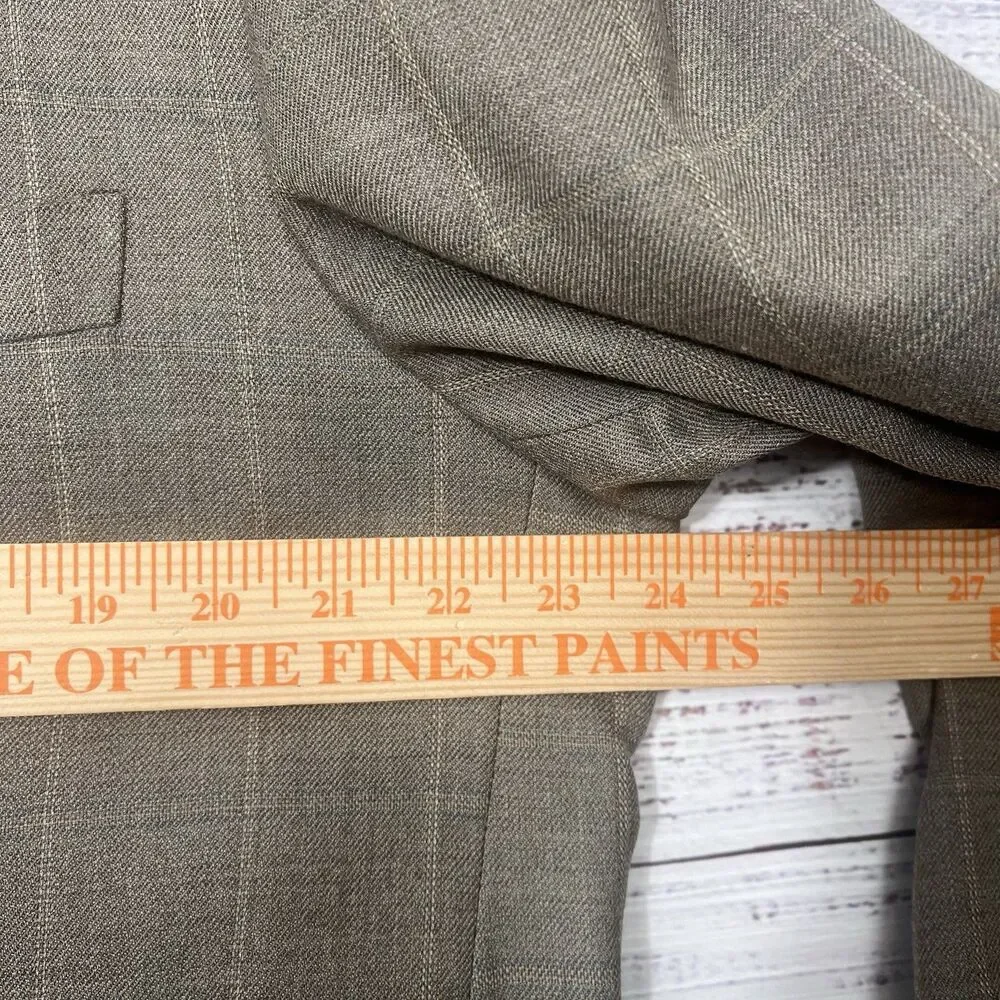 Pendleton Blazer Jacket Mens 46R Brown Glen Plaid Wool 2 Button Lined Suit Coat